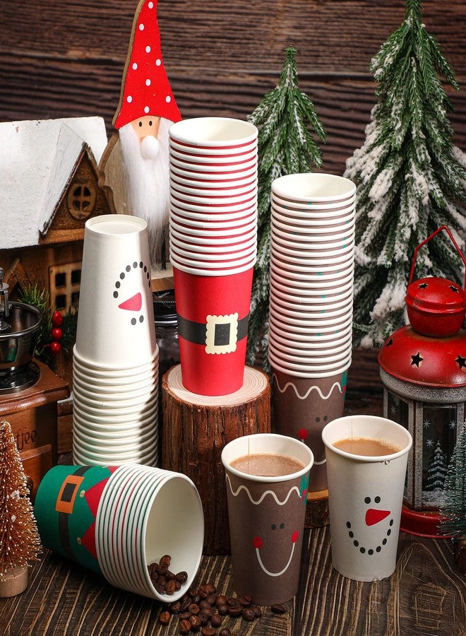 Funtery 100 Pieces Christmas Paper Cups Xmas Disposable Coffee Cups Snowflake Santa Snowman Elk Lights Christmas 9 Ounce Drinking Tea Paper for Daily Use Holiday (Bright Style) - Image 2